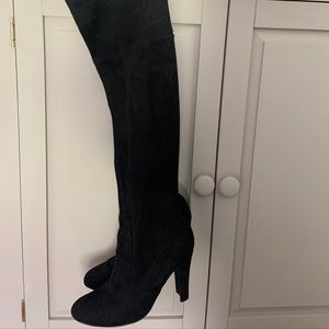 Womens Boots Steve Madden Gorgeous Over The Knee Black Boots Size 7.5 Faux Suede